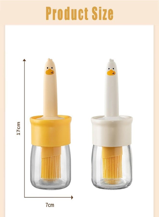 Cuzenal Silicone Brush and high Temperature Resistant Oil Bottle Integrated Barbecue Cooking Utensils Home&Kitchen. (Multicolor) Yellow and White - Image 4